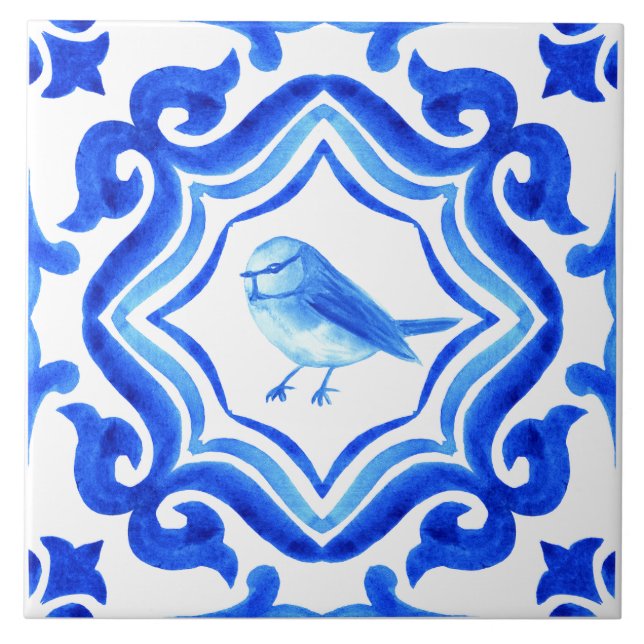 Azulejo Blue and white Italian Hand Painted Mediterranean  (Frente)