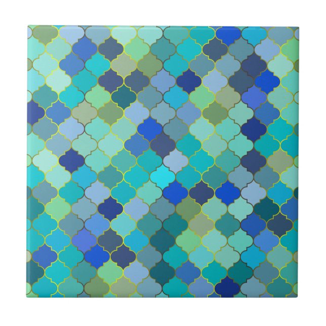Azulejo Blue Aqua Moroccan Mosaic Pattern (Frente)