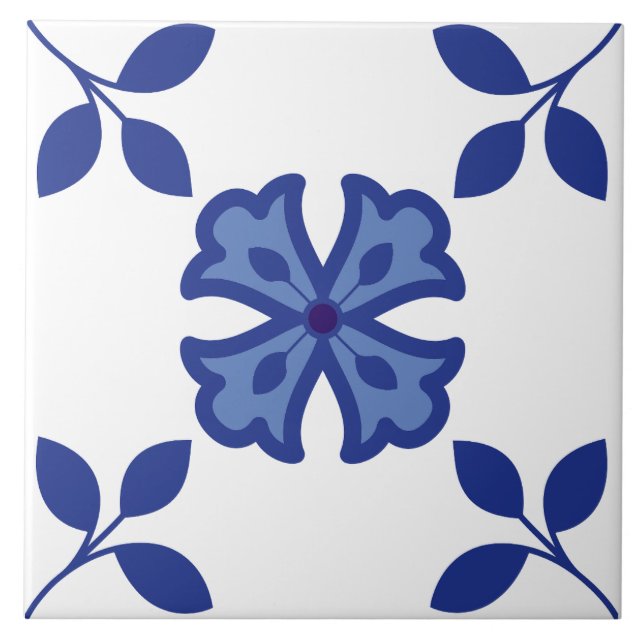 Azulejo Blue Blossom Elegance Tile (Frente)
