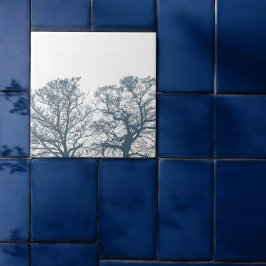 Azulejo Blue Bottom Trees Tropical Boho
