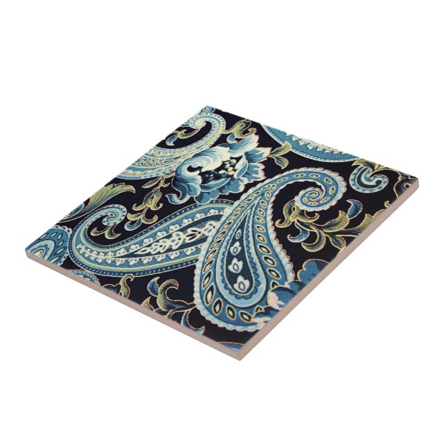 Azulejo Blue Brown Vintage Paisley (Lado)