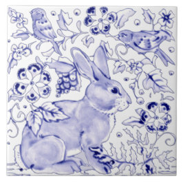 Azulejo Blue Bunny Rabbit Farmhouse Delft Dedham Art