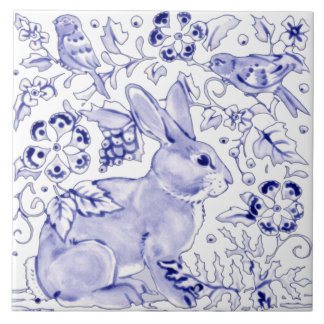 Azulejo Blue Bunny Rabbit Farmhouse Delft Dedham Art