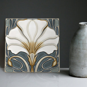 Azulejo Blue Calla Lily Backsplash Repro Art Nouveau