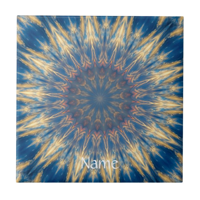 Azulejo Blue Chakra Kaleidoscope Thunder_Cove (Frente)