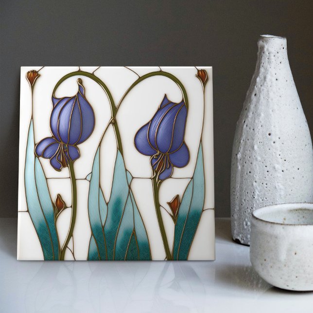 Azulejo Blue Crocus Wall Decoración Art Nouveau Art Deco (Subido por el creador)