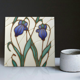 Azulejo Blue Crocus Wall Decoración Art Nouveau Art Deco C
