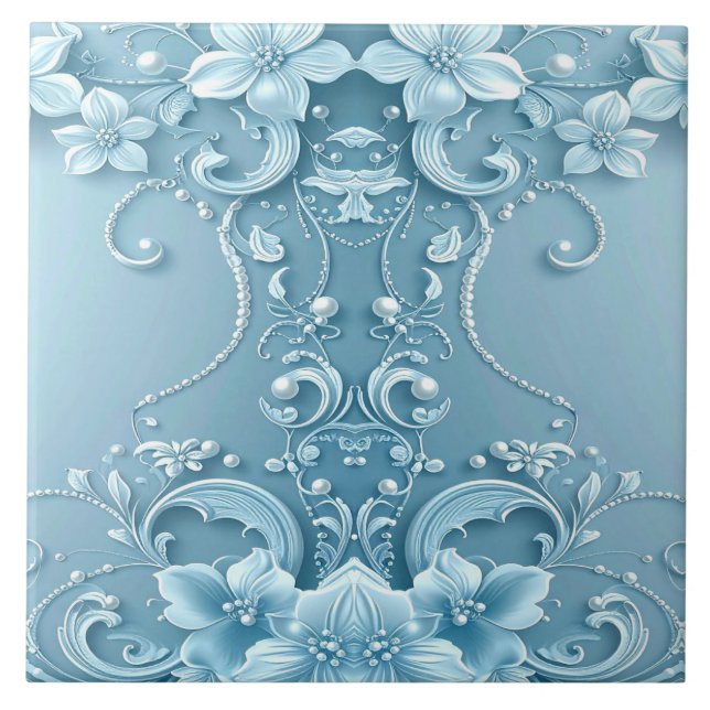 Azulejo Blue Decorative Floral Ceramic Tile (Frente)
