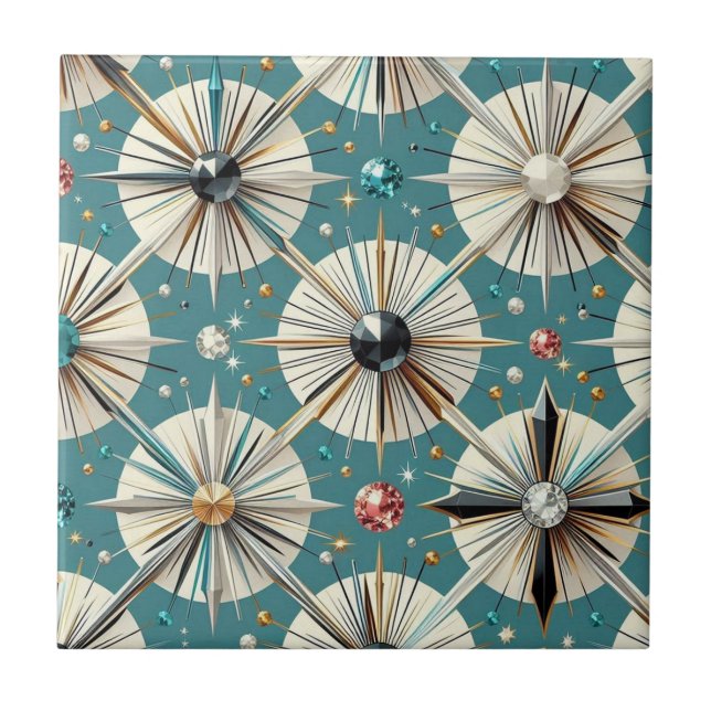 Azulejo Blue Diamond Mid Century Modern  (Frente)