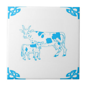 Azulejo Blue Dutch Cow Delft Look