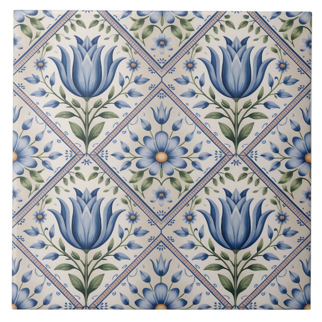 Azulejo Blue Dutch Delft Pattern  (Frente)