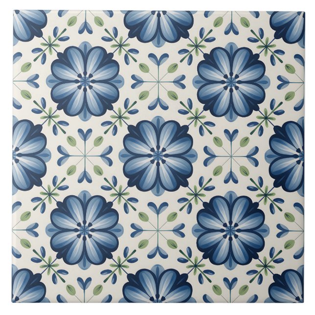 Azulejo Blue Dutch Delft Pattern  (Frente)