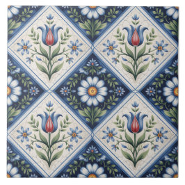 Azulejo Blue Dutch Delft Pattern 