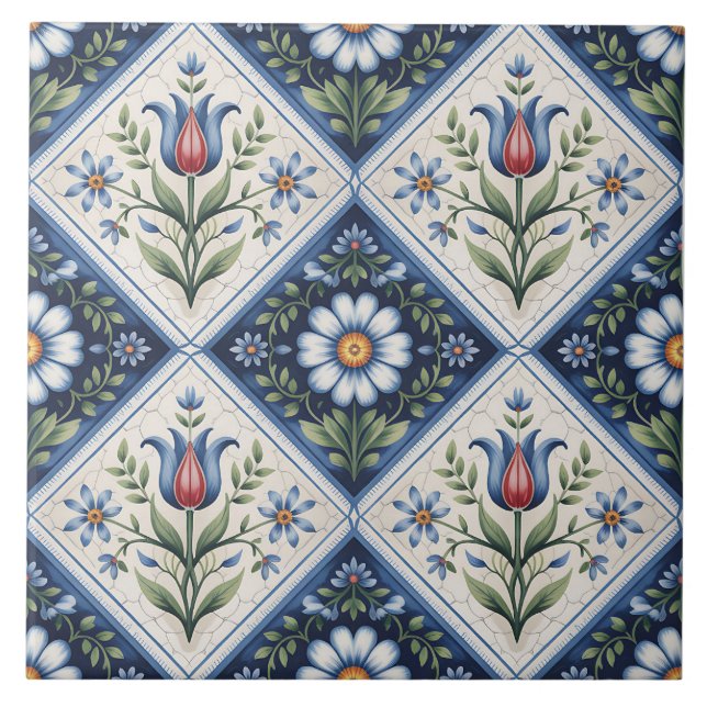 Azulejo Blue Dutch Delft Pattern  (Frente)