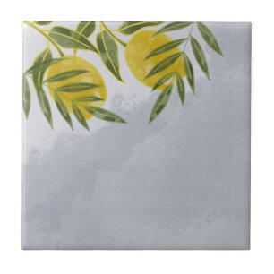 Azulejo Blue Elegant Botanical Lemon