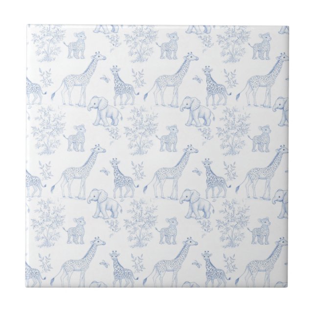 Azulejo Blue Elegant Safari Toile Vintage Design (Frente)