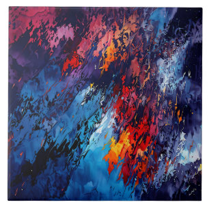 Azulejo Blue Ember Blue Red Contemporary Resumen Arte