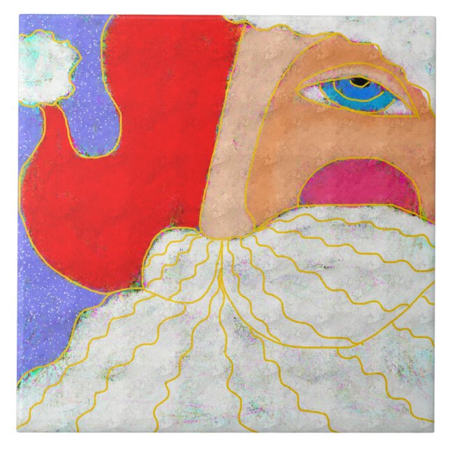 Azulejo Blue Eyed Santa Claus Resumen Arte (Frente)