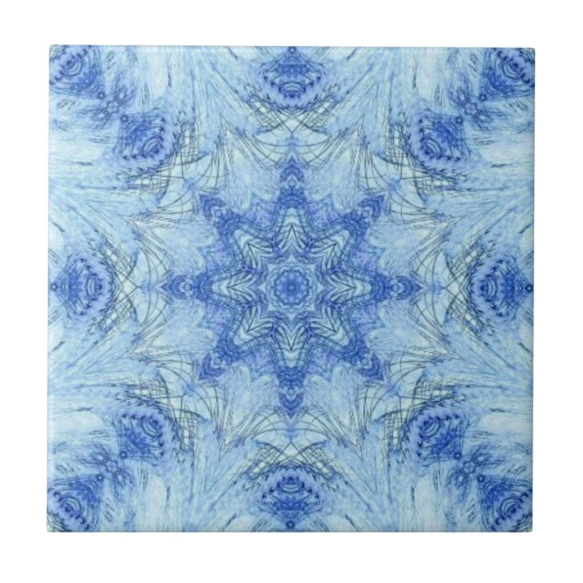 Azulejo Blue fairy hair geometric art  (Frente)