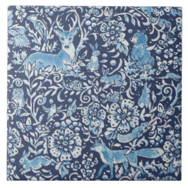 Azulejo Blue Fantasy Forest Animals Woodland Fox Rabbit