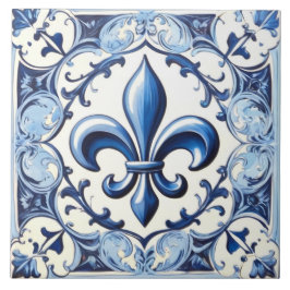 Azulejo Blue Fleur de Lis Tile - Tile de cerámica contraco