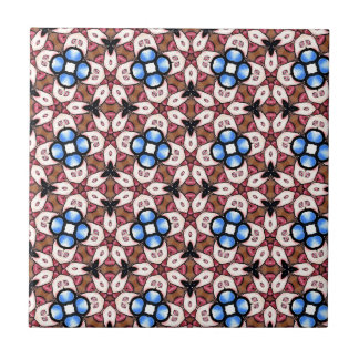 Azulejo Blue Floral Pink and Brown 