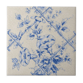 Azulejo Blue Floral Trellis Victorian Reproducción