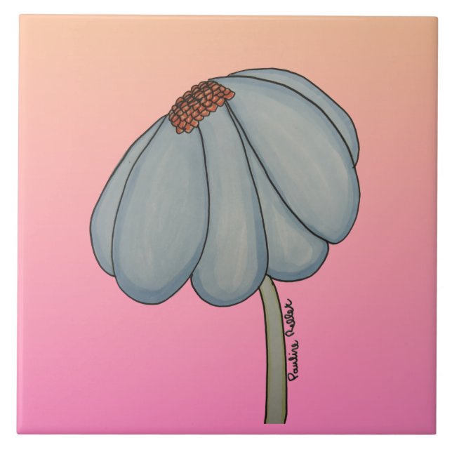 Azulejo Blue Flower with pink background (Frente)
