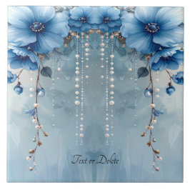Azulejo Blue Flowers and Pearls Ceramic Tile