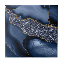 Blue Gold Marble Agate moderno baño de cocina