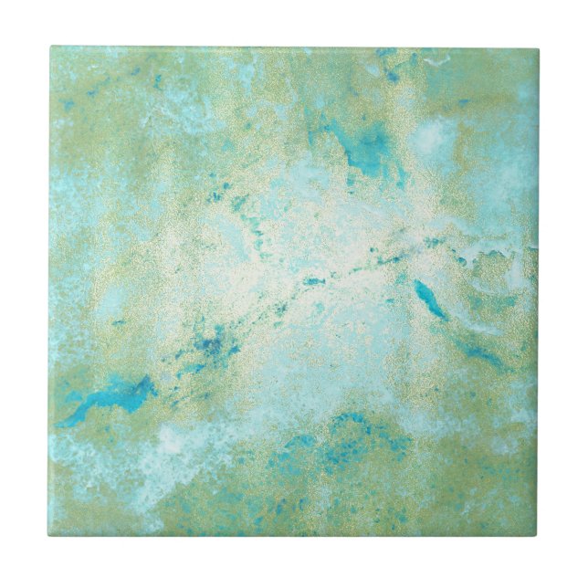 Azulejo Blue & Gold Modern Marble Abstract Marble Splash (Frente)