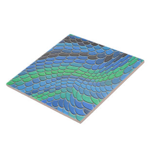 Azulejo Blue Green mermaid scales, fish scale