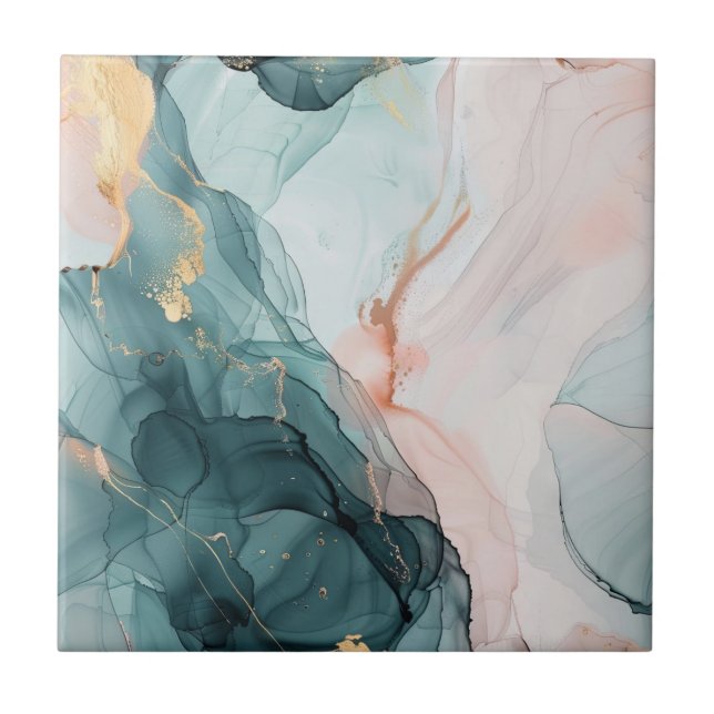 Azulejo Blue, Green, Pink Marble Effect Ceramic Tile (Frente)