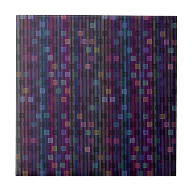 Azulejo Blue, green, purple, pink squares with stripes (Frente)