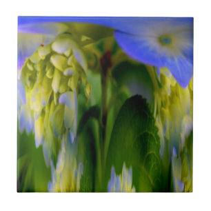 Azulejo Blue Hydrangea Floral Abstroral Art Tile