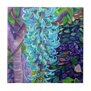 Azulejo Blue Jade Vine Ceramic Tile