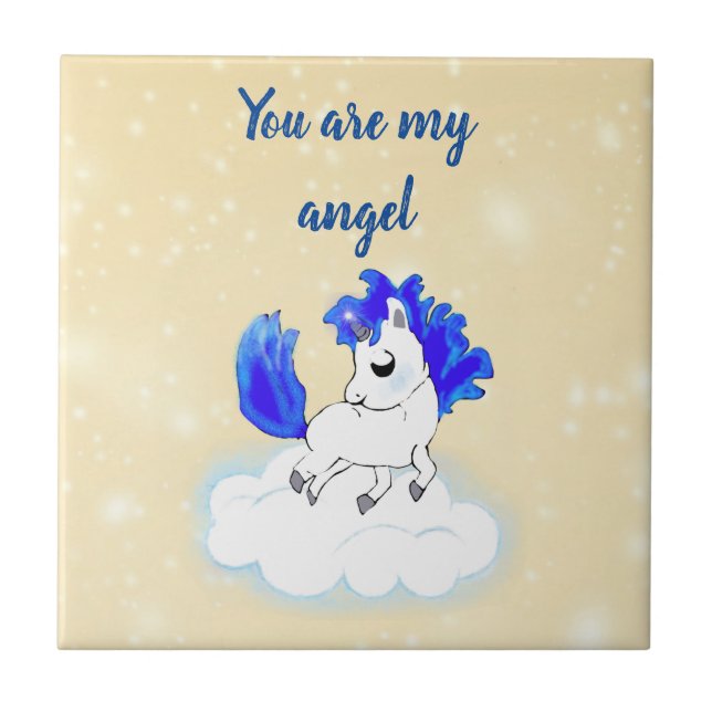 Azulejo Blue Magical and funny little unicorn (Frente)