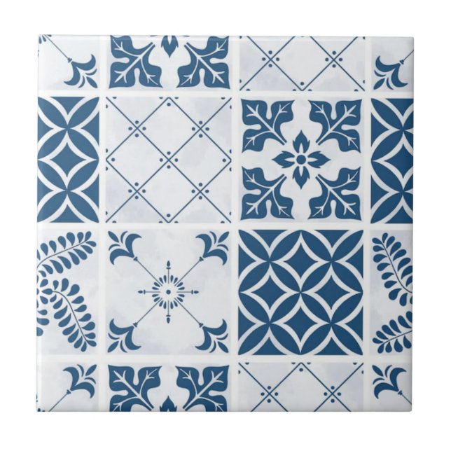 Azulejo Blue Mediterranean Talavera Pattern  (Frente)