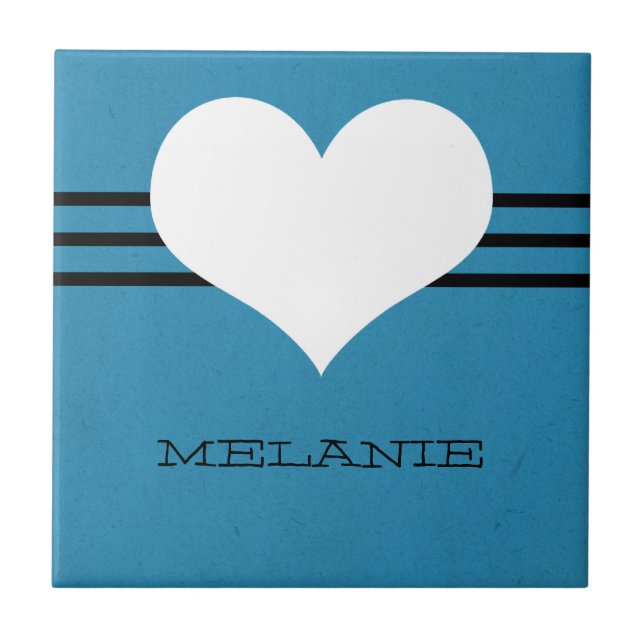 Azulejo Blue Modern Heart Tile (Frente)