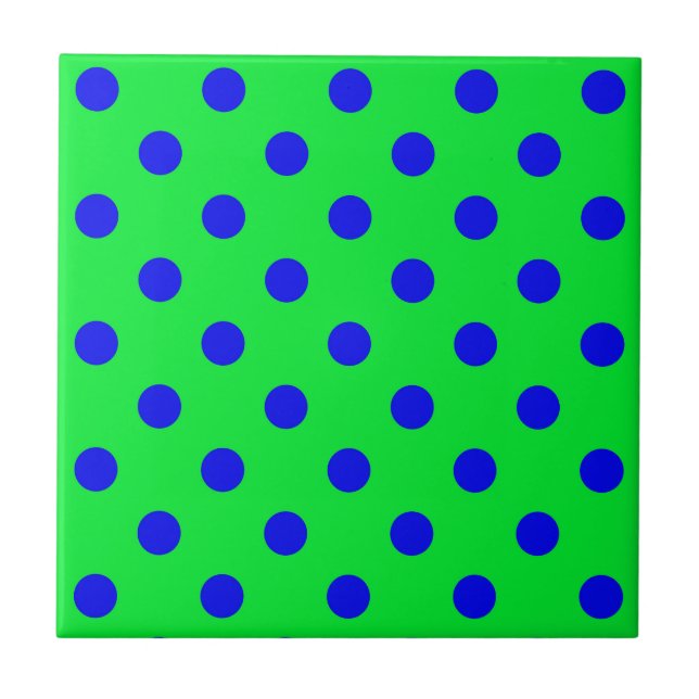 Azulejo Blue On Green Polka Dots Pattern Design  (Frente)