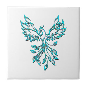 Azulejo Blue Phoenix Rising en Blanco