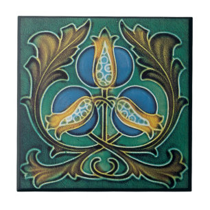 Azulejo Blue Pomegranate Rustic Faux-Majolica