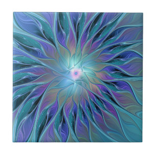 Azulejo Blue Purple Flower Dream Resumen arte fractal