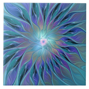 Azulejo Blue Purple Flower Dream Resumen arte fractal