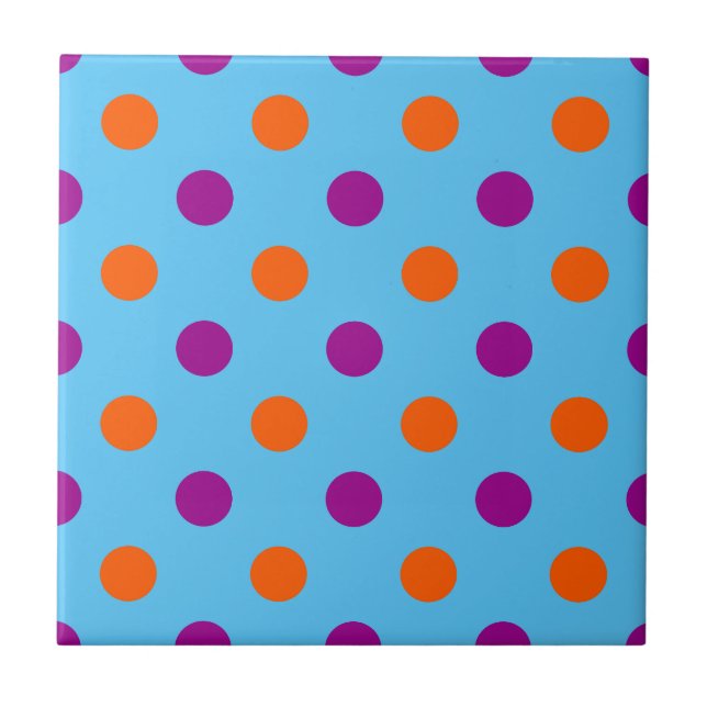 Azulejo Blue Purple Orange Polka Dot Pattern (Frente)