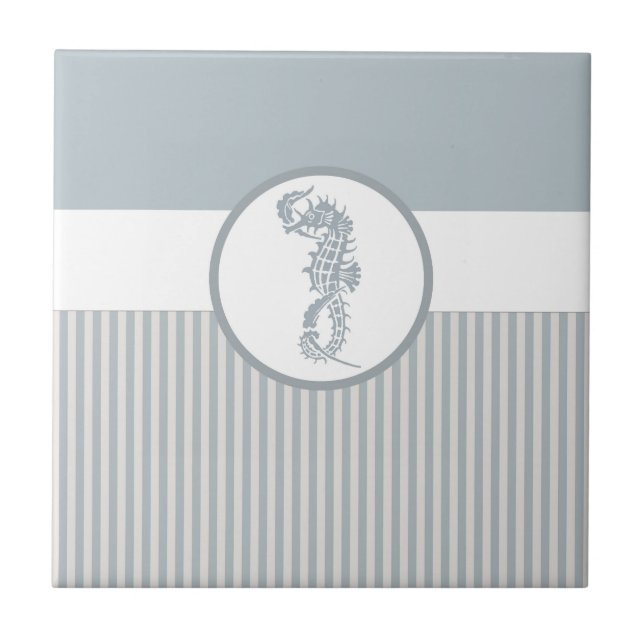 Azulejo Blue Seahorse Blue Classic Nautical Elegant (Frente)