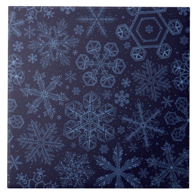 Azulejo Blue Snowflakes on blue (Frente)