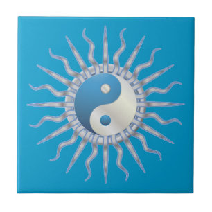 Azulejo Blue Starburst Yin Yang