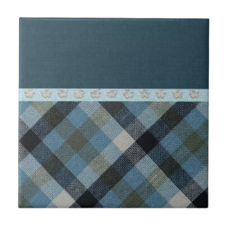 Azulejo Blue Tartan Ceramic Tile