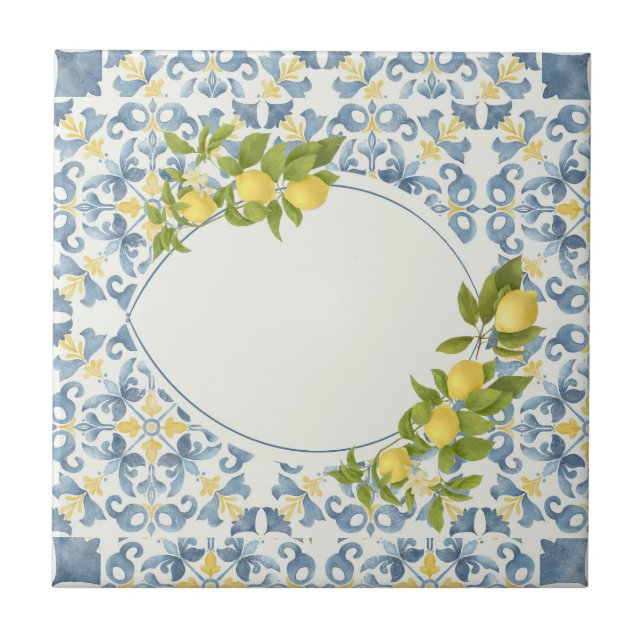 Azulejo Blue Tile Lemon (Frente)